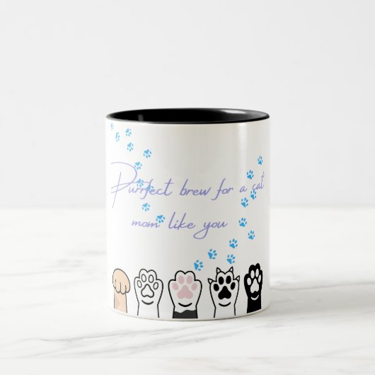 Chat Maman Mug - Purrfect Brew & Empreintes de pat (Centre)