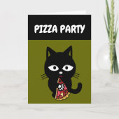 CHAT MANGER PIZZA CARTES D'ANNIVERSAIRE (Devant)