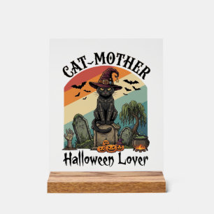 Chat Mère Halloween Amant Chapeau de Sorcière Noir