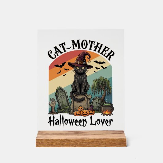 Chat Mère Halloween Amant Chapeau de Sorcière Noir (Recto)
