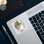 Chat Mère mignonne et chatons Autocollant Carré pe