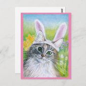Chat mignon avec Bunny Casquette Carte postale ros (Devant / Derrière)