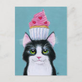 Chat mignon avec carte postale cupcake rose (Devant)
