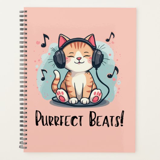 Chat mignon avec casque Kawaii Music Lover Art (Devant)