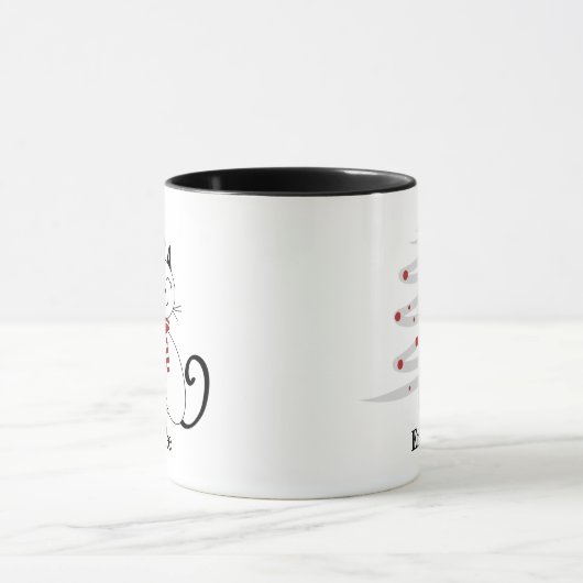 Chat mignon avec Écharpe rouge Mug de Noël (Centre)