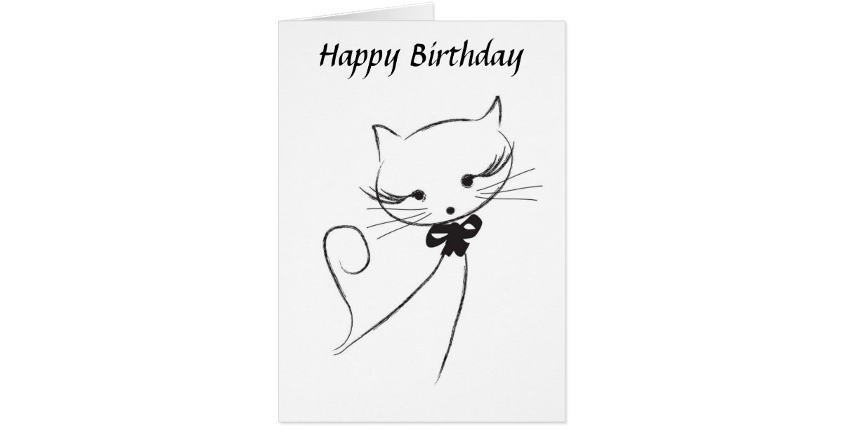 Chat Mignon Avec La Carte De Joyeux Anniversaire Zazzle Be