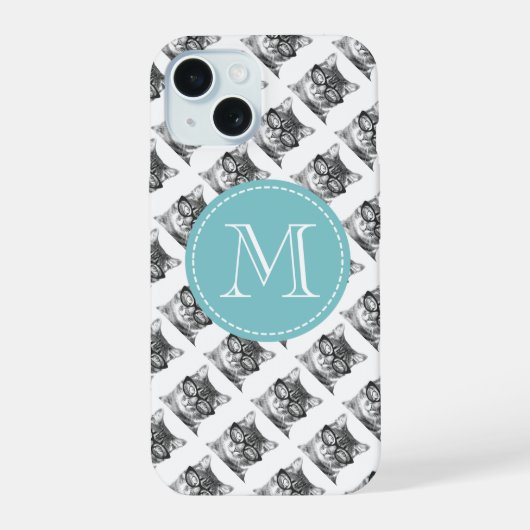 Chat mignon avec motif de lunettes monogramme pers (Verso)