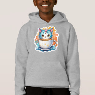 Chat Mignon Avec Tasse À Café Dessin Animé-94678
