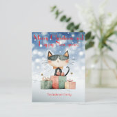 Chat mignon cadeau de Noël de Noël Carte postale d (Debout devant)