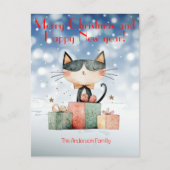 Chat mignon cadeau de Noël de Noël Carte postale d (Devant)