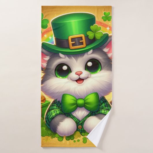 Chat mignon/chaton Saint Patrick's Day (Serviette de bain)