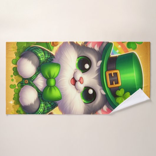 Chat mignon/chaton Saint Patrick's Day (Serviette de bain)
