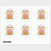 Chat Mignon Chef Avec Autocollant Cupcake (Feuille)