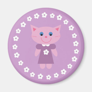 Chat mignon de bande dessinée sur un joli aimant