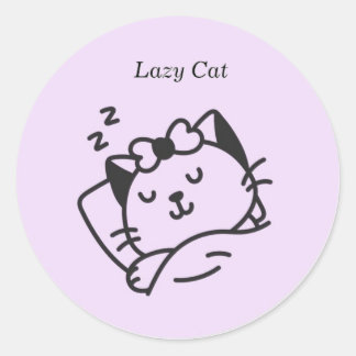 Chat mignon endormi Autocollant Violet.