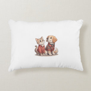 Chat mignon et chien en Coussin plaid - Animaux do
