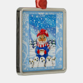 Chat mignon et hiboux neigeux, ornement de neige (Droite)