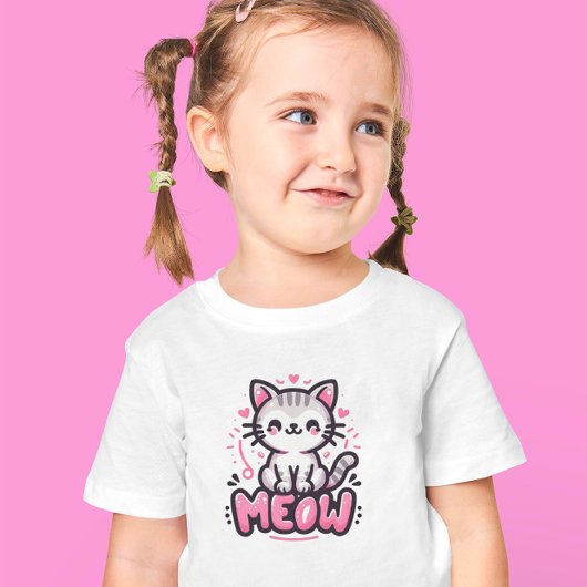 Chat mignon noir et rose T-shirt enfant