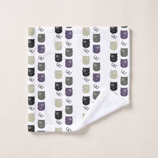 Chat mignon noir violet gris noir (Gant de toilette)