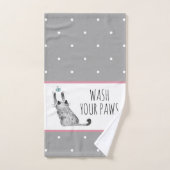 Chat mignon, papillons, Pois (Serviette à main)