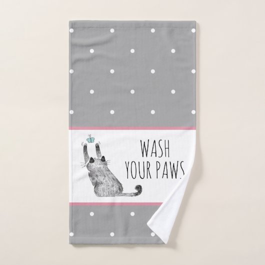 Chat mignon, papillons, Pois (Serviette à main)