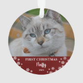Chat mignon premiers flocons de Noël photo Ornamen (dos)