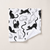 Chat minimaliste noir et blanc moderne (Gant de toilette)