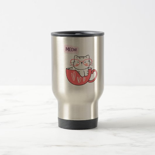 chat miow dans une tasse (Centre)