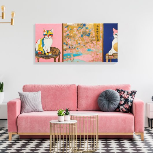 Chat Moderne Coloré Toile d'Art Enveloppé Imprimer (Insitu(Salon))