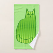 Chat moderne du milieu du siècle, chaux et vert ém (Serviette à main)