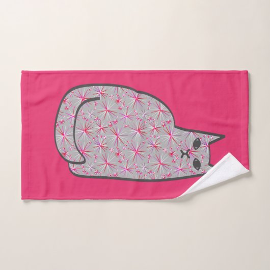 Chat moderne du milieu du siècle, gris et Fuchsia (Serviette à main)