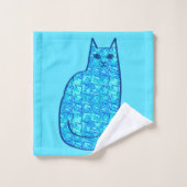 Chat moderne, turquoise et marine du milieu du siè (Gant de toilette)