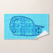 Chat moderne, turquoise et marine du milieu du siè (Serviette à main)