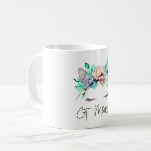 Chat Momma Couronne Florale Mug (Devant gauche)