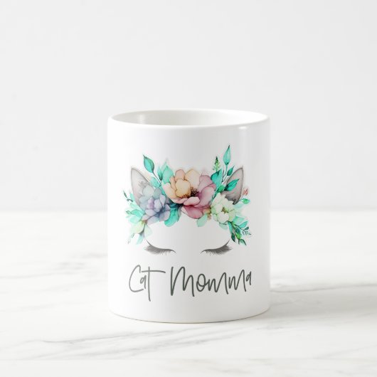 Chat Momma Couronne Florale Mug (Centre)