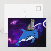 CHAT MONTER UN DOLPHIN DANS LA CARTE POSTALE SPACE (Devant / Derrière)