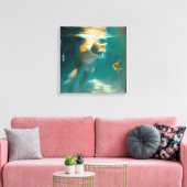 Chat Montres Sous-Eau Poisson - Toile Enveloppée (Insitu(Salon))