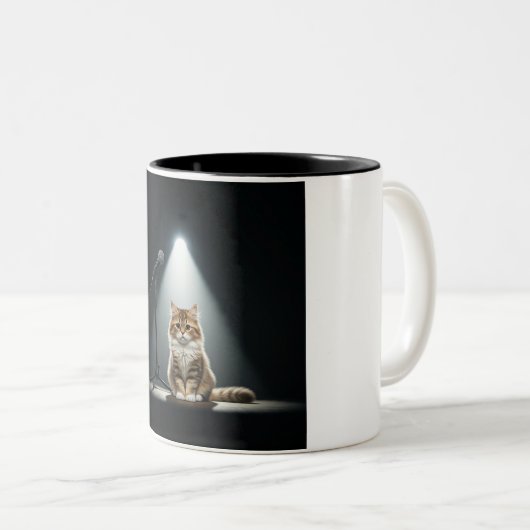 Chat Nervous Open Mic Mug à deux tons (Devant droit)