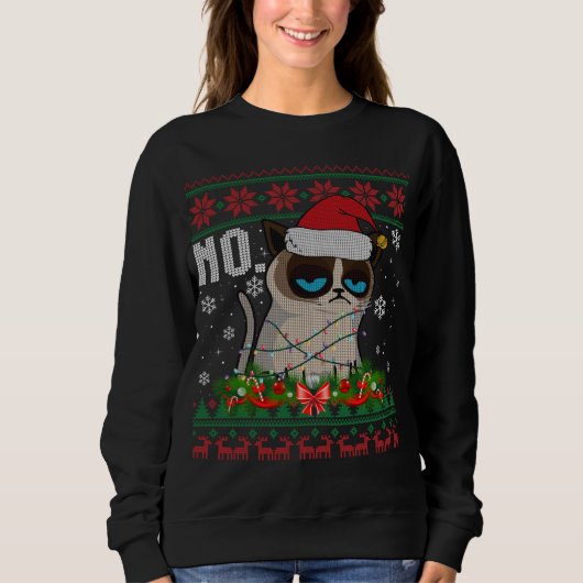 Chat No Grumpy Xmas Chats No Ugly Christmas Sweat (Devant)