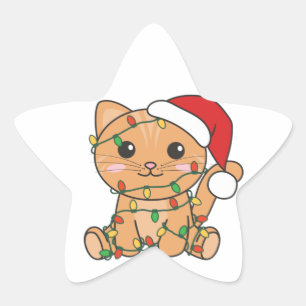 Chat Noël Animaux d'hiver Chats Étoile Sticker