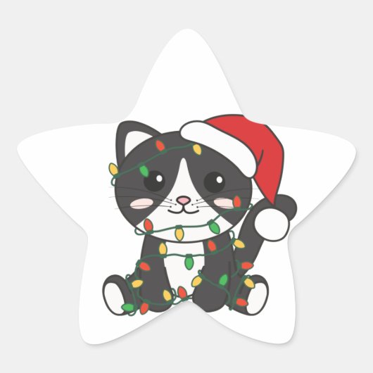 Chat Noël Animaux d'hiver Chats Étoile Sticker (Devant)