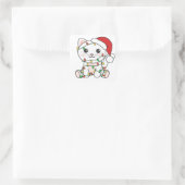 Chat Noël Animaux d'hiver Chats Sticker Carré (Sac)