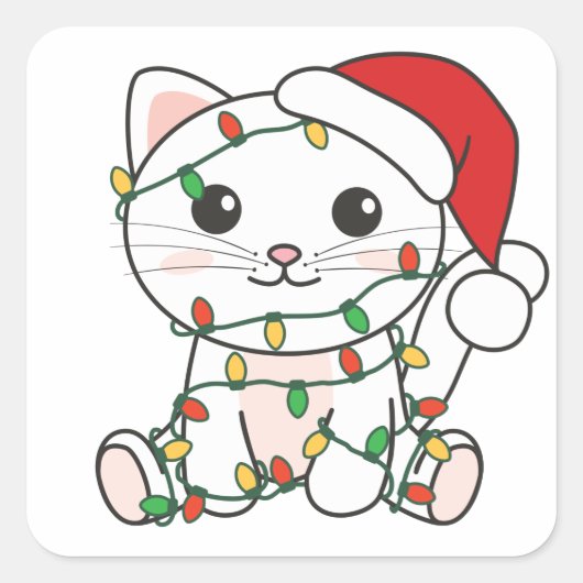 Chat Noël Animaux d'hiver Chats Sticker Carré (Devant)