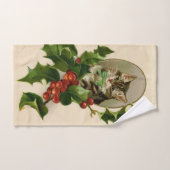 Chat Noël Joyau Holly Kitten Art antique (Serviette à main)