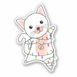 Chat Noël Neige hiver Animaux Chats Sticker