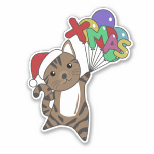 Chat Noël Neige hiver Animaux Chats Sticker