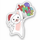 Chat Noël Neige hiver Animaux Chats Sticker (Recto)