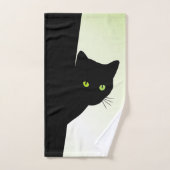 Chat noir à oreille verte (Serviette à main)