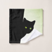 Chat noir à oreille verte (Gant de toilette)