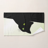 Chat noir à oreille verte (Serviette à main)